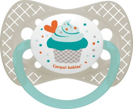 Пустышка Canpol Babies Cupcake, симметричная, 0-6 месяцев, серый