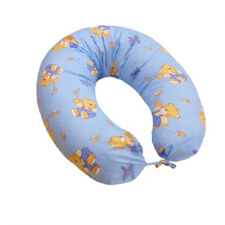Подушка для кормящих и беременных Петербургский Уют Подушка Бумеранг + наволочка Bear Honey Blue, 00822