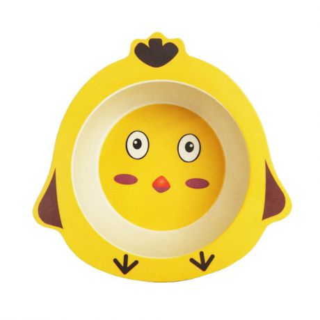 Детская тарелка в форме цыпленка, цвет желтый, 17х16,5х4,8 см
