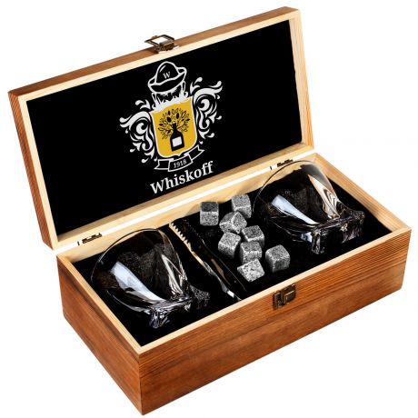 Подарочный набор бокалов для мужчин с камнями для охлаждения виски, коньяка,бренди от Whiskoff