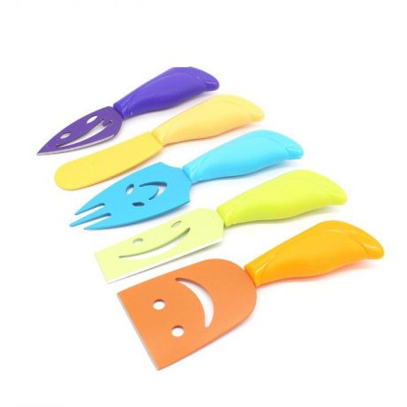 Набор ножей для сыра Migliores Набор ножей с антиналипающим покрытием, синий, желтый, оранжевый, фиолетовый, салатовый