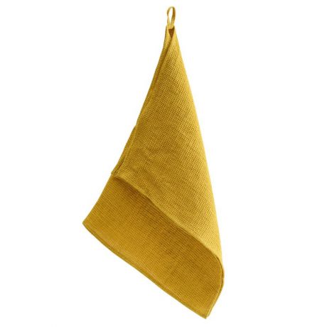 Вафельное кухонное полотенце Tkano из умягченного льна горчичного цвета из коллекции Essential 47x70