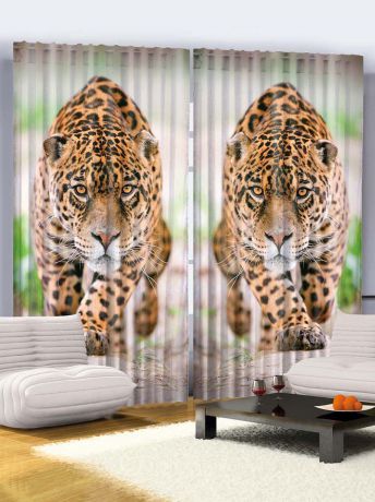 Комплект фотоштор Magic Lady "Хищный леопард", на ленте, высота 265 см. шсг_768