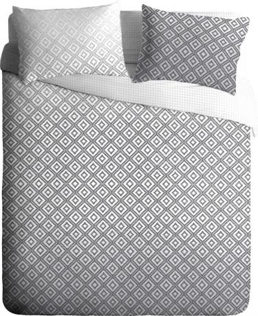 Комплект постельного белья Павлина Manhattan Ромбы, серый, семейный, наволочки 70x70