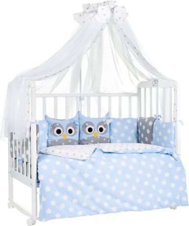 Комплект в кроватку Sweet Baby Uccellino, 424463, голубой, наволочка 40 x 60, 7 предметов