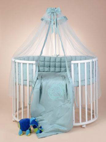 Комплект в овальную кроватку Sweet Baby Сатин Премиум Bellezza, 424059, мятный, наволочка 40 x 60, 7 предметов