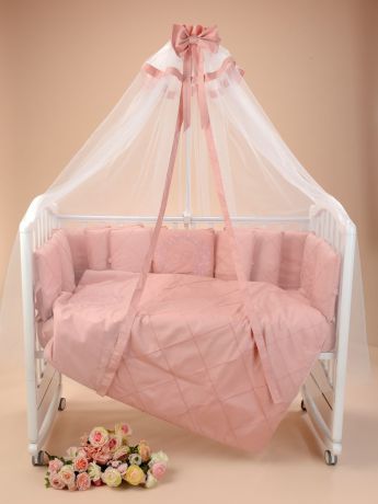 Комплект в кроватку Sweet Baby Сатин Премиум Splendore, 424058, пудровый, наволочка 40 x 60, 7 предметов