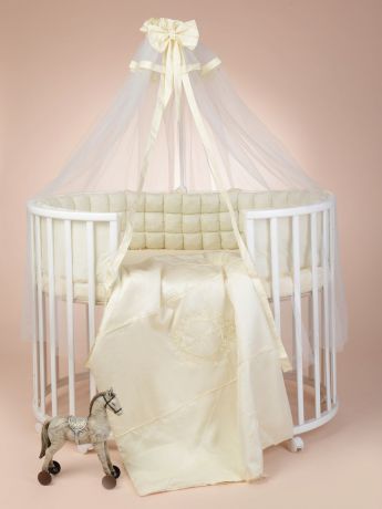 Комплект в овальную кроватку Sweet Baby Сатин Премиум Bellezza, 424063, сливочный, наволочка 40 x 60, 7 предметов
