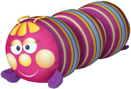 Подушка-валик антистрессовая игрушка Гусеница, розовый