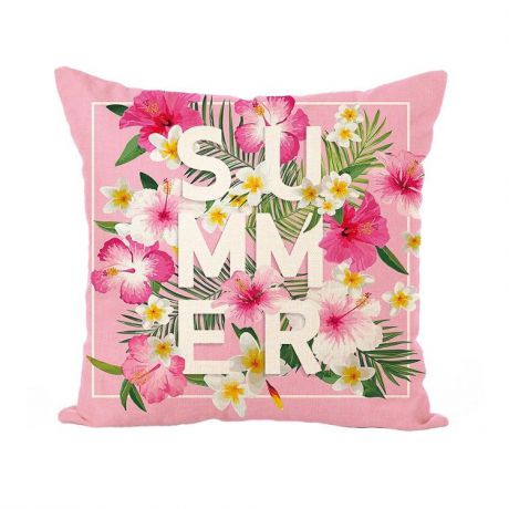 Декоративная подушка, наволочка из плюшевой пряжи, розовая, 45х45 см