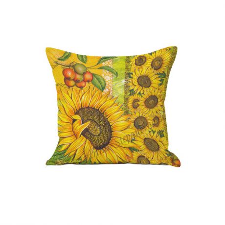 Декоративная подушка, льняная наволочка, желтая, 45х45 см