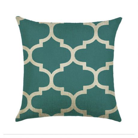 Декоративная подушка, льняная наволочка, зеленая, 45х45 см