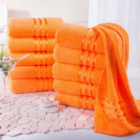 Полотенце для лица "Гармоника" Цвет: Оранжевый (50х80 см - 10 шт)