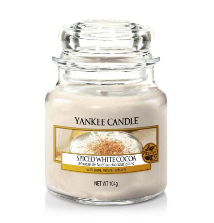 Свеча ароматическая Yankee Candle Белое какао со специями/ Spiced white cocoa 25-40 ч