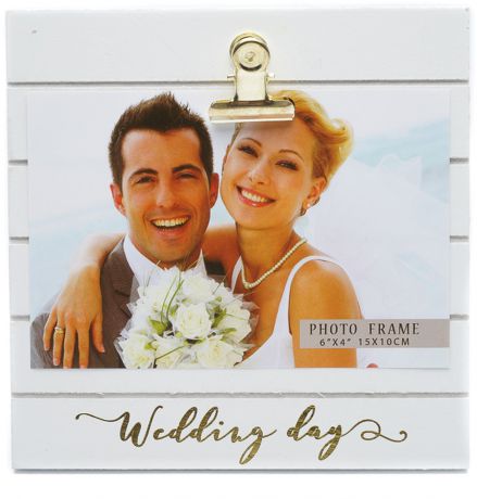 Фоторамка Fotografia Wedding Day, FFL - 825, белый, для фото 10 х 15 см, 16,5 х 0,9 х 16,5 см