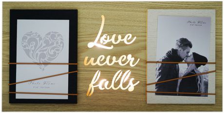 Фоторамка Fotografia Love Never Falls, FFL - 813, с подсветкой, на 2 фото 10 х 15 см, 42 х 3,5 х 21 см