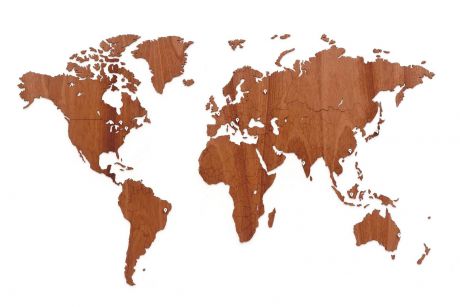 Карта мира из дерева Wall Map Decoration 130x78 см Сапеле от Mimi