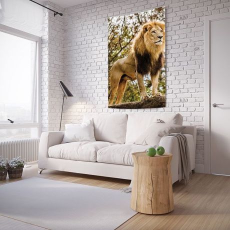 Панно JoyArty "Лев наблюдатель", на стену, с фотопринтом, tp_2400, 100 x 150 см