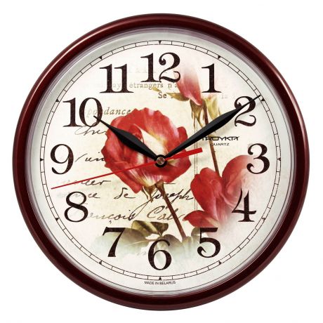 Настенные часы Troyka бордовый букет роз