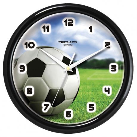 Настенные часы Troyka черный футбольный мяч
