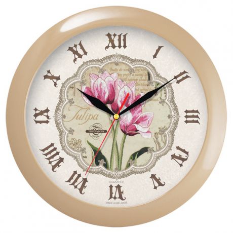 Настенные часы Troyka бежевый тюльпаны
