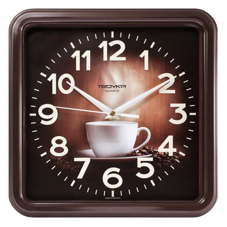 Настенные часы Troyka коричневый кофе-пауза