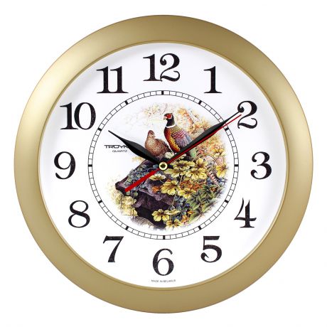 Настенные часы Troyka золото фазаны
