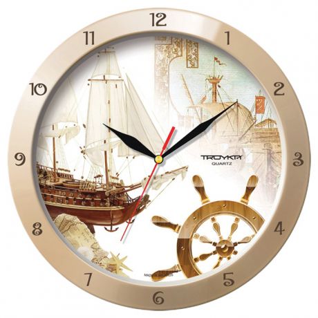 Настенные часы Troyka бежевый корабли