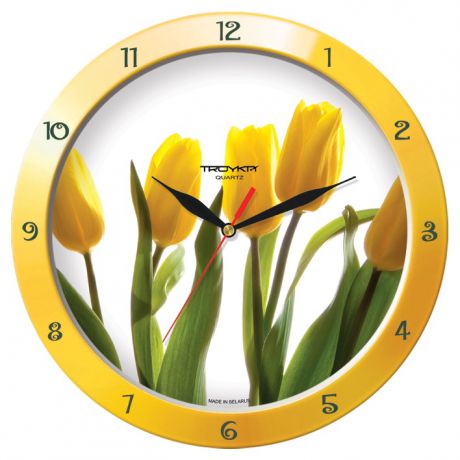 Настенные часы Troyka желтый желтые тюльпаны