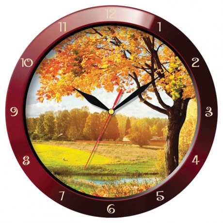 Настенные часы Troyka бордовый золотая осень