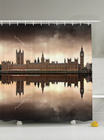 Штора для ванной комнаты Magic Lady "Гроза над домом парламента в Лондоне. Биг Бен", 180 х 200 см