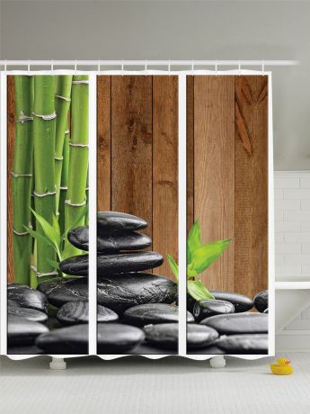 Штора для ванной комнаты Magic Lady "Стебли бамбука и камни", 180 х 200 см