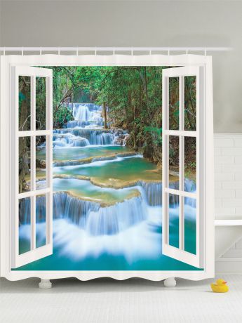 Штора для ванной комнаты Magic Lady "Окно с видом на водопад", 180 х 200 см