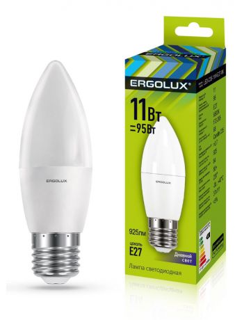 Лампочка Ergolux LED-C35-11W-E27-6K, Холодный свет 11 Вт, Светодиодная