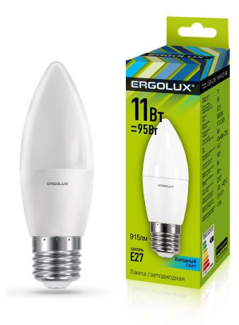 Лампочка Ergolux LED-C35-11W-E27-4K, Дневной свет 11 Вт, Светодиодная