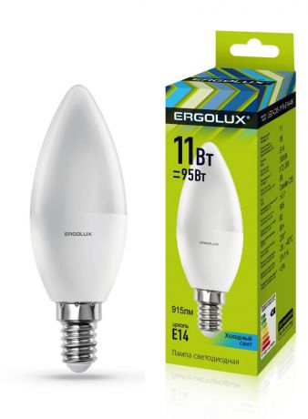 Лампочка Ergolux LED-C35-11W-E14-4K, Дневной свет 11 Вт, Светодиодная