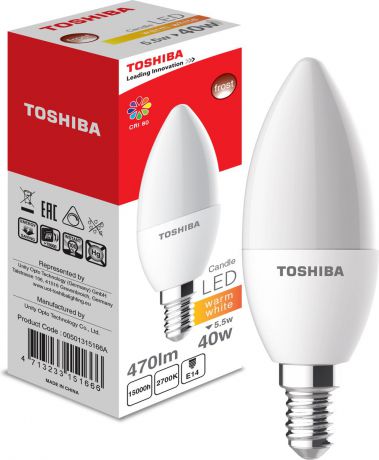 Лампочка Toshiba, Теплый свет 5,5 Вт, Светодиодная