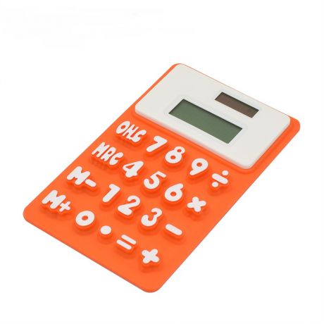 Карманный калькулятор Migliores Силиконовый с двойным питанием (LR1131+солнечная батарея), оранжевый
