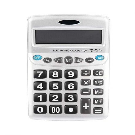 Настольный калькулятор Migliores Настольный с двойным питанием (AA+солнечная батарея), серебристый