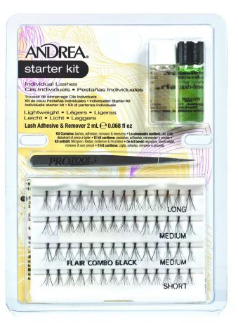 Стартовый набор Andrea Perma Lash Starter Kit: пучки комбинированные, пинцет, клей, удалитель. 076-25150