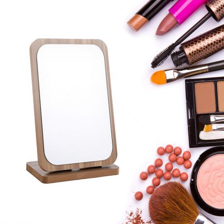 Зеркало косметическое VenusShape зеркало складное, деревянное коричневое на подставке, коричневый