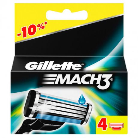 Сменные Кассеты Gillette Mach3 для Мужской Бритвы, 4 шт