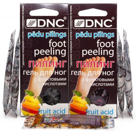 Набор: DNC Гель для ног с фруктовыми кислотами 2*20 мл*2 шт + Подарок Биокомплекс против выпадения волос 15 мл
