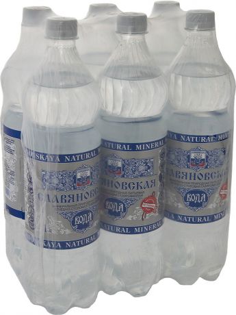 Вода минеральная Славяновская газированная (пэт), 1,5л (упаковка 6шт)