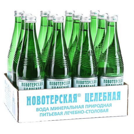 Вода Новотерская целебная минеральная газированная (стекло), 0,5л (упаковка 12шт)
