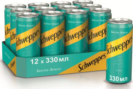 Газированный напиток Schweppes Bitter Lemon, 0,33 л х 12 шт