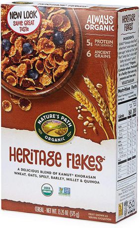 Готовый завтрак Nature’s Path Хлопья HeritageR Flakes, органические, с соком сахарного тростника и мёдом, 375 г