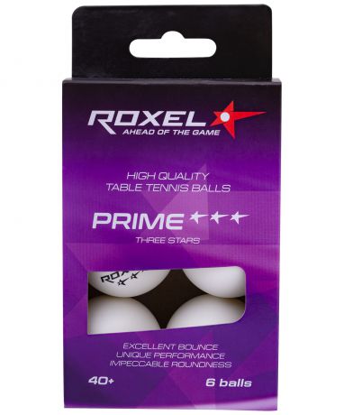 Мяч для настольного тенниса Roxel 3 Stars Prime, белый (6шт.)