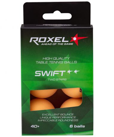 Мяч для настольного тенниса Roxel 2 Stars Swift, оранжевый (6шт.)