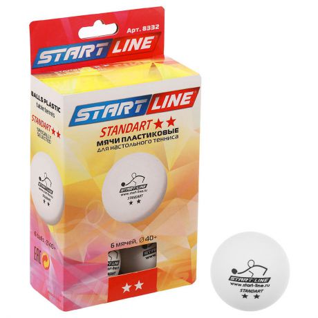 Мяч для настольного тенниса Start Line Standart 2, 2933815, белый, 6 шт